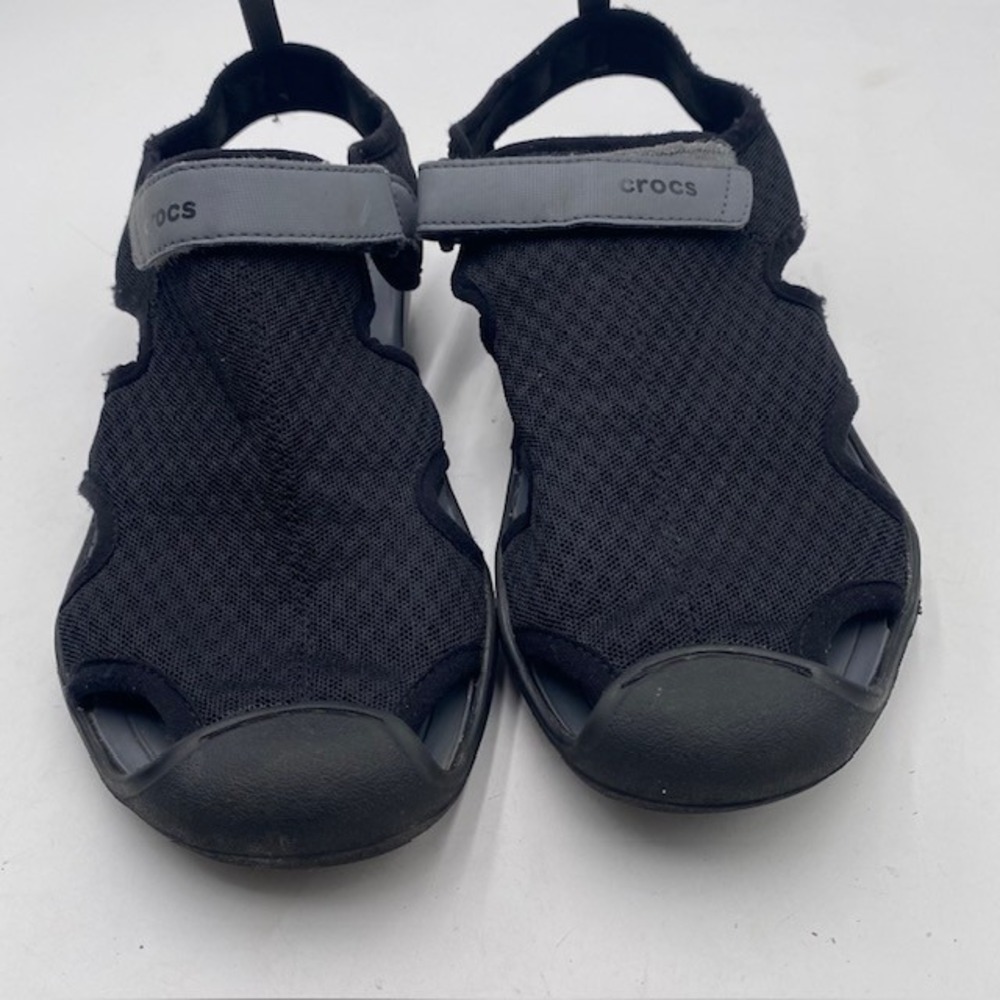 Crocs Swiftwater Mesh Sandal Women 10 Black Charcoal Sport Water Shoe Adjustable - Picture 2 of 12